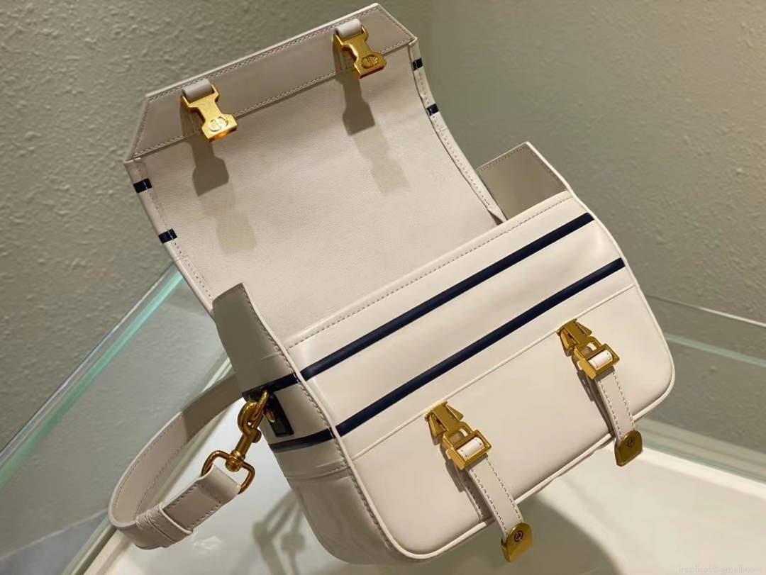 Dior M1243 Small Diorcamp Bag White and Blue Smooth Calfskin