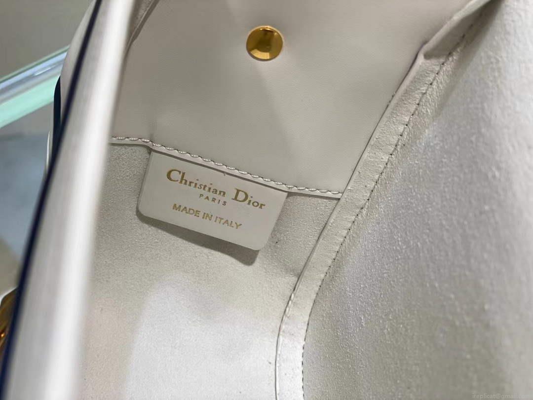 Dior M1243 Small Diorcamp Bag White and Blue Smooth Calfskin