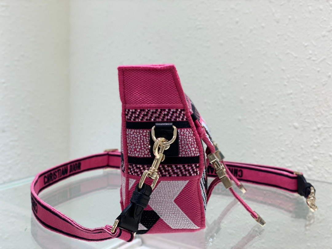 Dior M1241 Small Diorcamp Bag Pink Multicolor Toile de Jouy Zoom