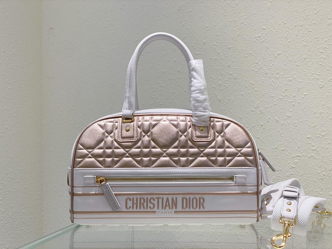 Dior M6202 Medium Vibe Zip Bowling Bag Gold