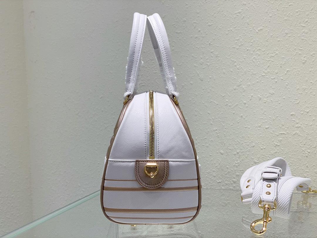 Dior M6202 Medium Vibe Zip Bowling Bag Gold