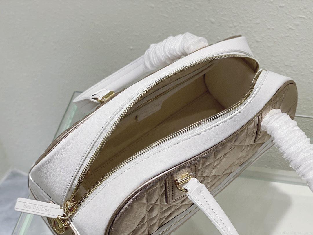 Dior M6202 Medium Vibe Zip Bowling Bag Gold