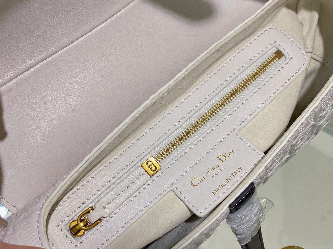 Dior Saddle Bag White and Blue Dior Oblique Perforated Calfskin M0446