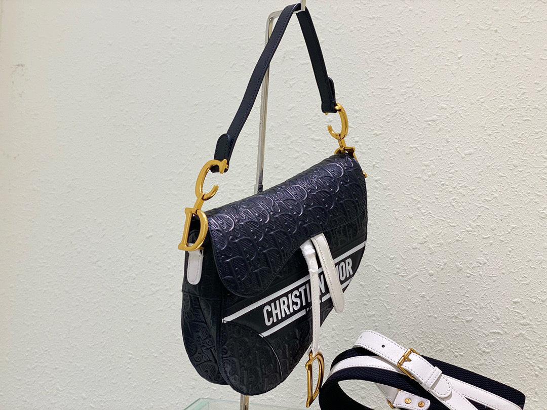 Dior Saddle Bag M0446 Black Oblique Perforated and Embossed Calfskin