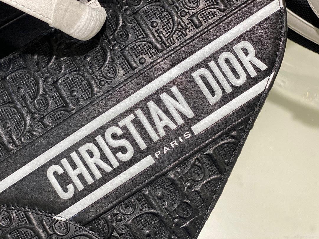 Dior Saddle Bag M0446 Black Oblique Perforated and Embossed Calfskin