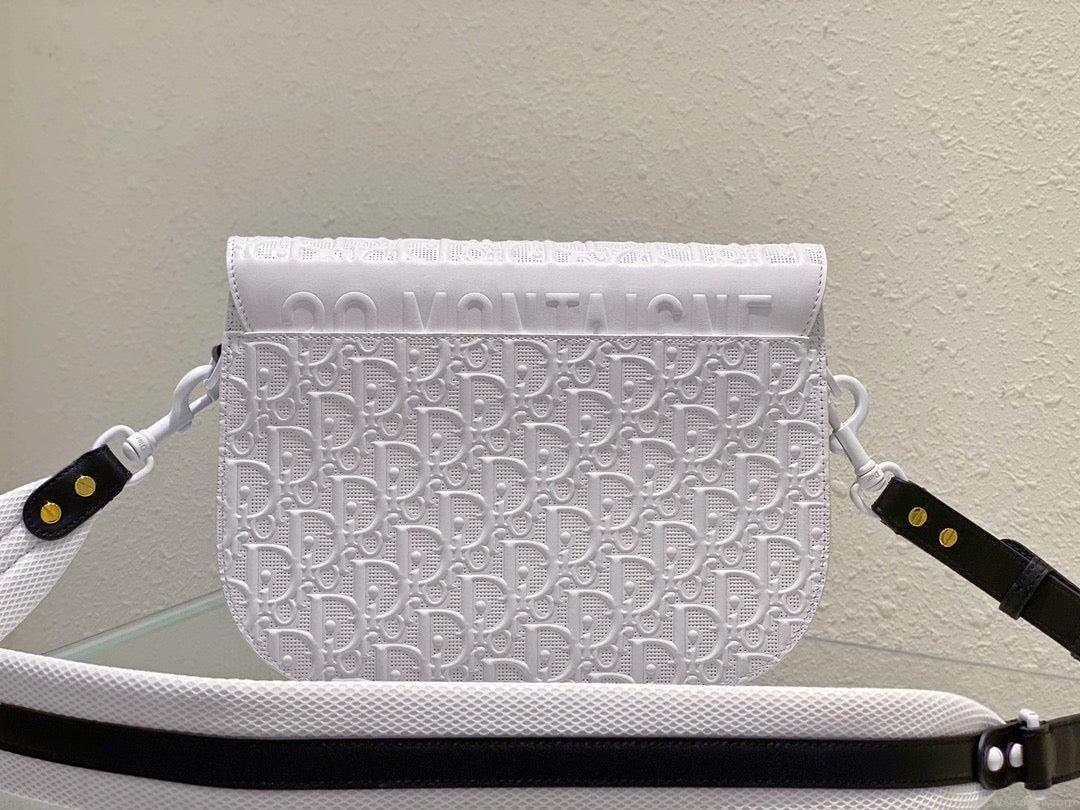 Dior Bobby Bag Medium Perforated M9319 white calfskin with Dior Oblique motif