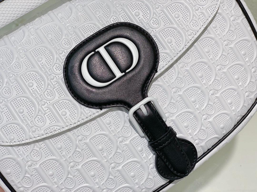 Dior Bobby Bag Medium Perforated M9319 white calfskin with Dior Oblique motif