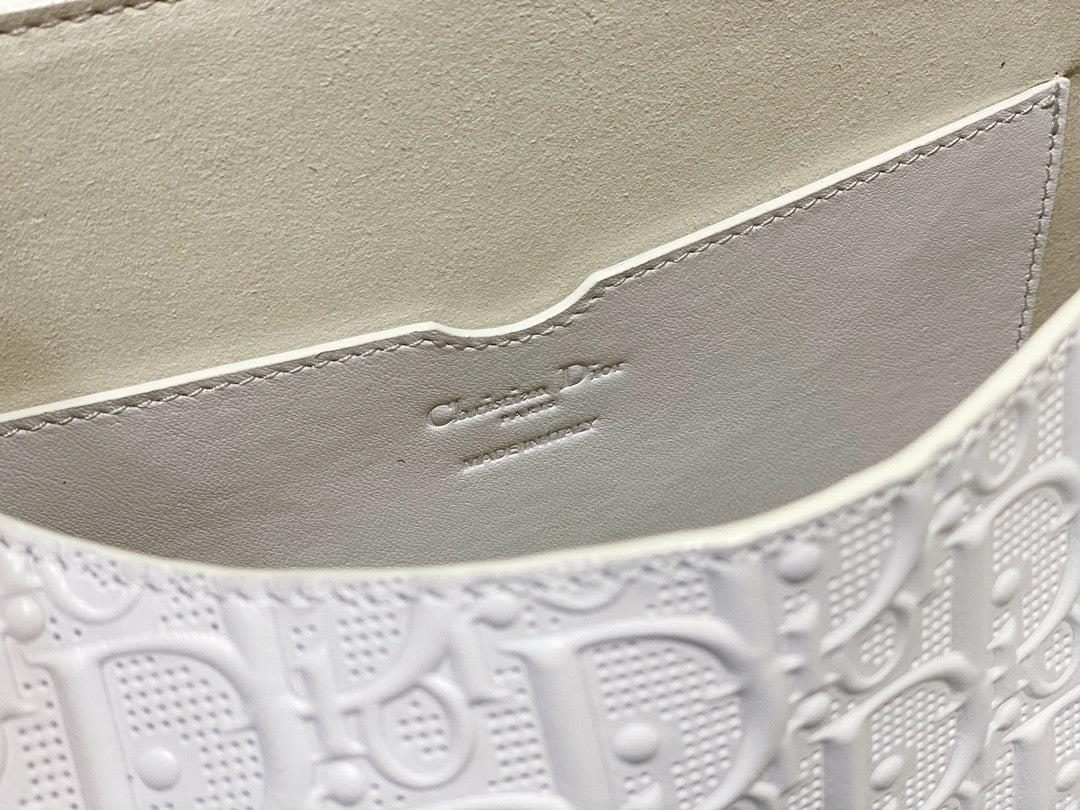 Dior Bobby Bag Medium Perforated M9319 white calfskin with Dior Oblique motif