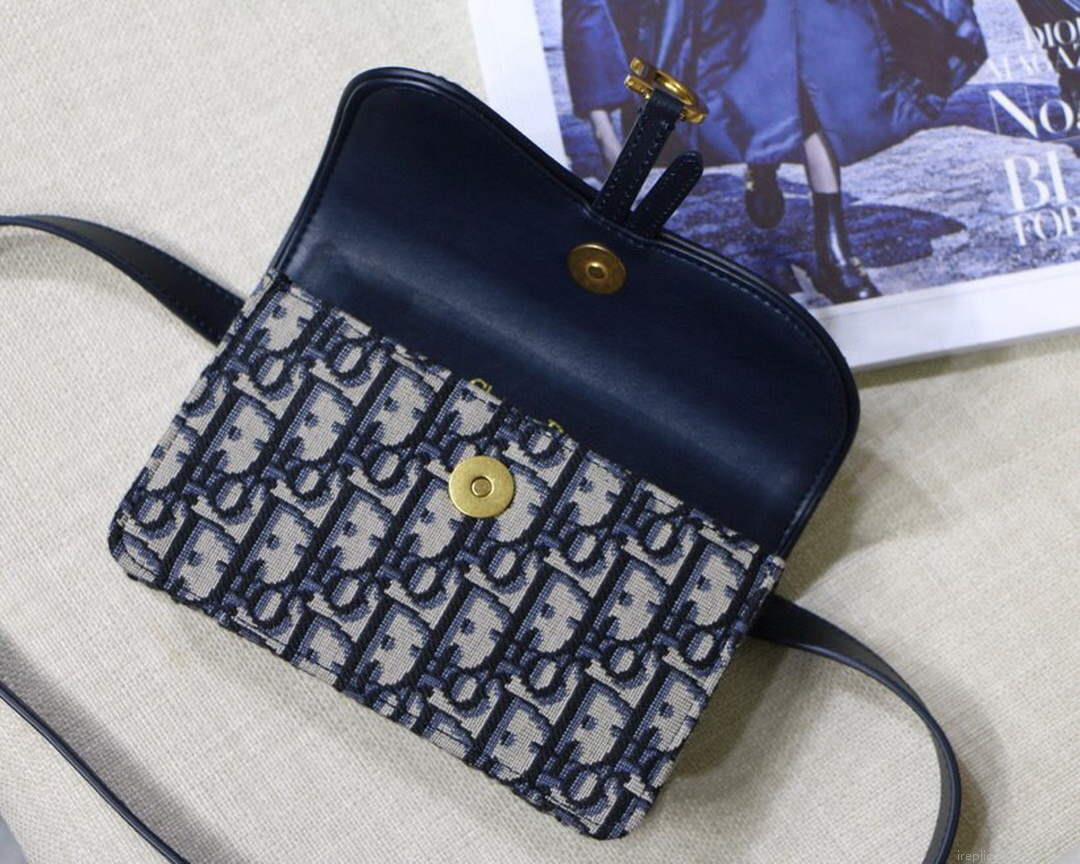 Dior Saddle Belt Bag S5619 Blue Dior Oblique Jacquard