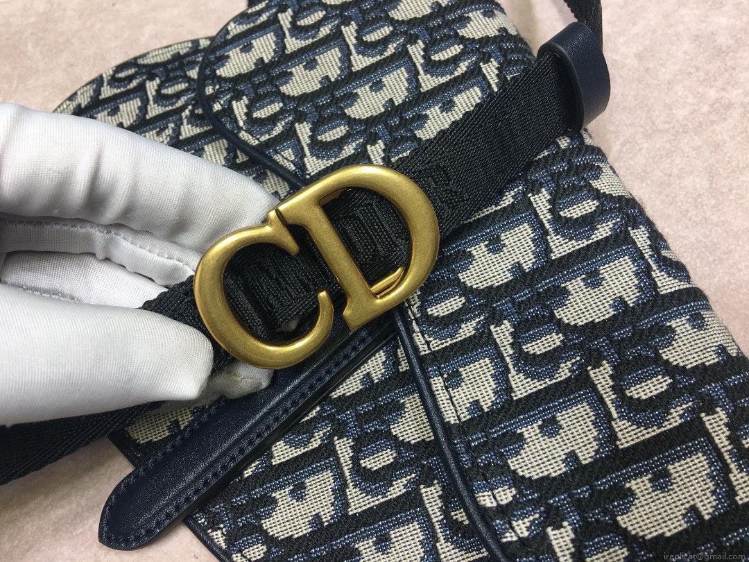 Dior Saddle Belt Bag S5632 Blue Dior Oblique Jacquard