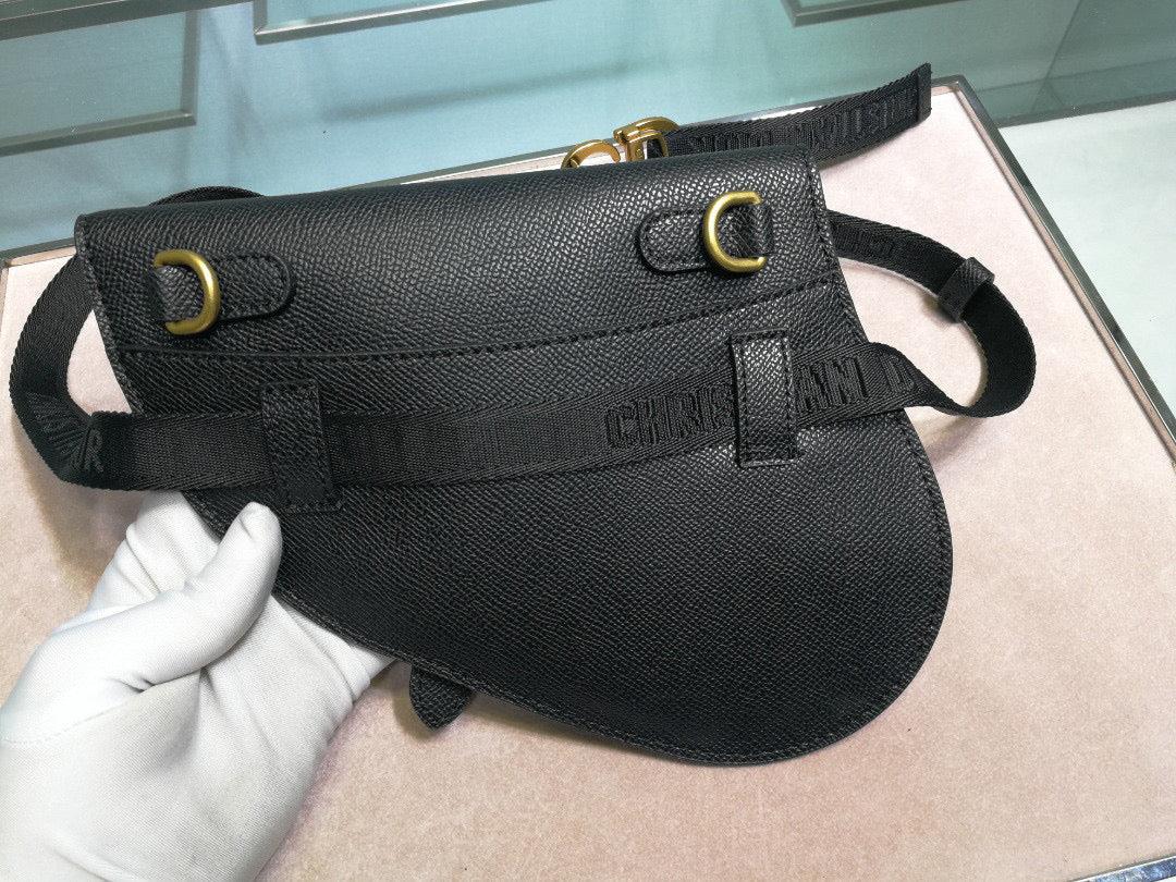 Dior Saddle Belt Bag S5632 Black grained calfskin