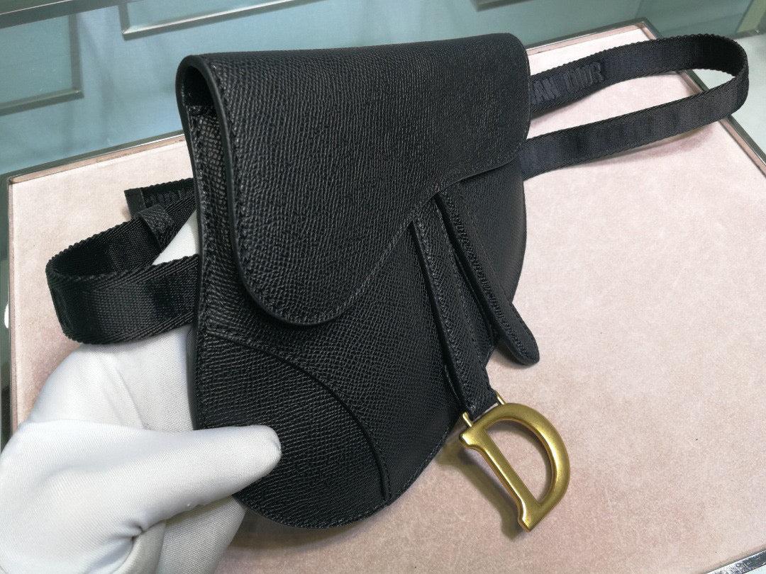 Dior Saddle Belt Bag S5632 Black grained calfskin