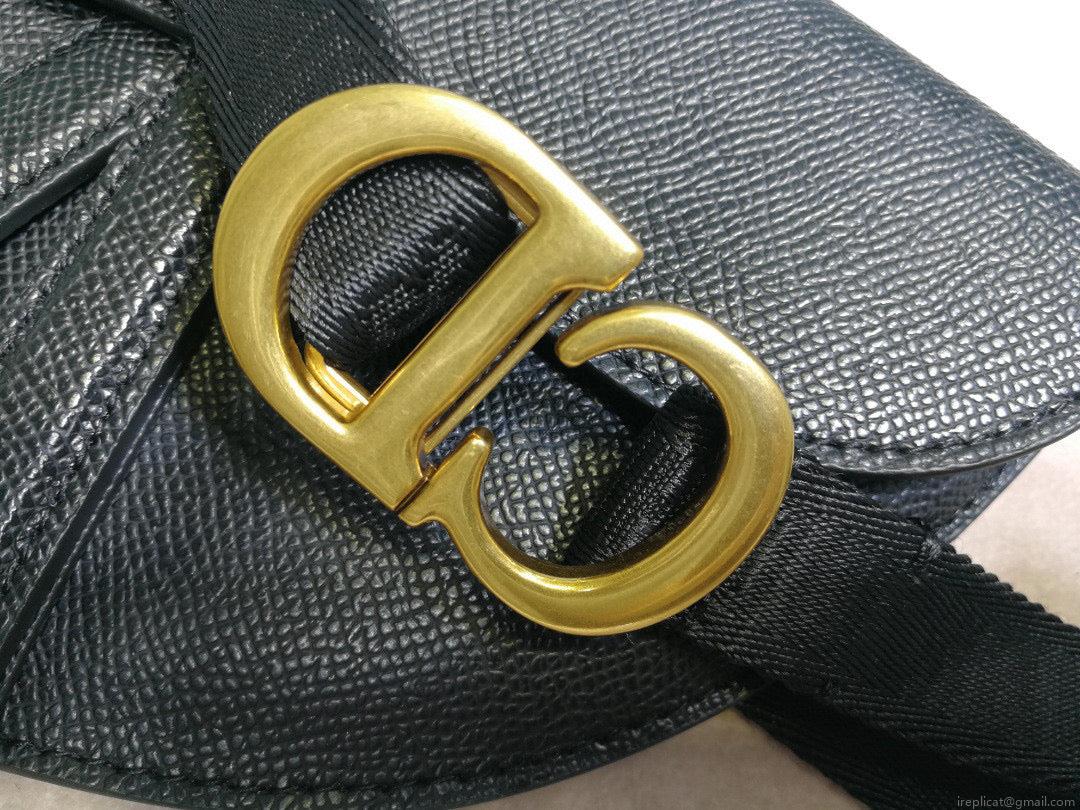Dior Saddle Belt Bag S5632 Black grained calfskin