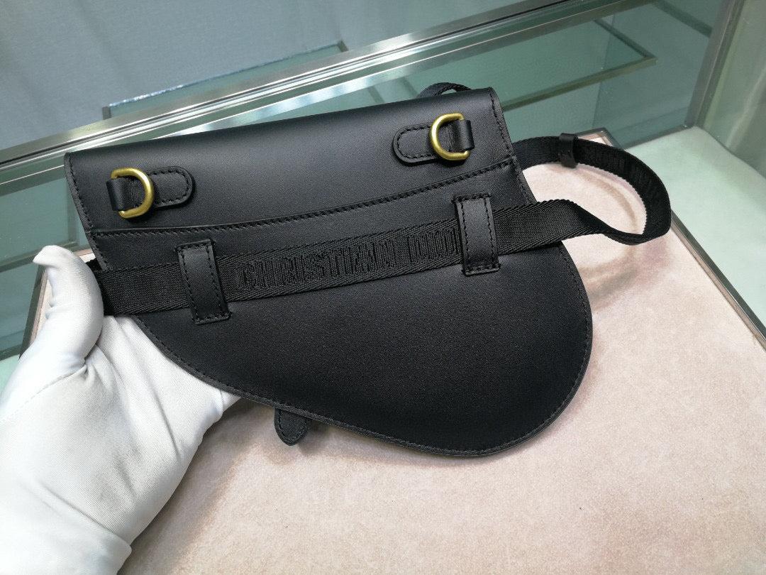 Dior Saddle Belt Bag S5632 Black Goat leather