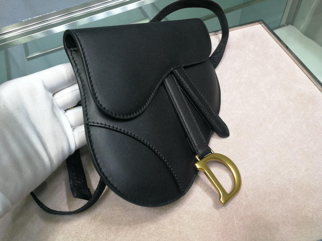 Dior Saddle Belt Bag S5632 Black Goat leather