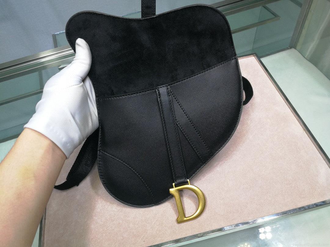 Dior Saddle Belt Bag S5632 Black Goat leather