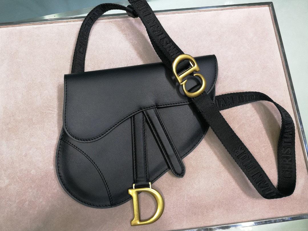 Dior Saddle Belt Bag S5632 Black Goat leather