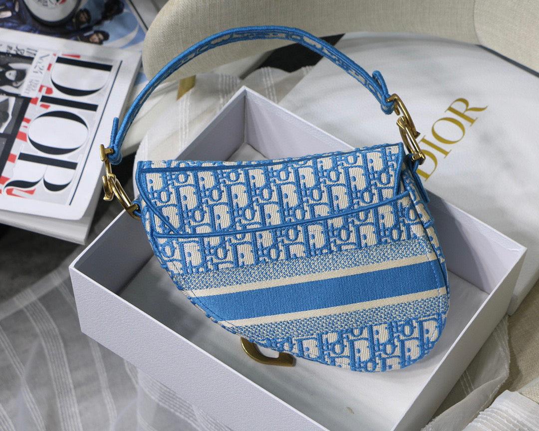 Dior Saddle Bag Burgundy Dior Oblique Jacquard M0446 Blue