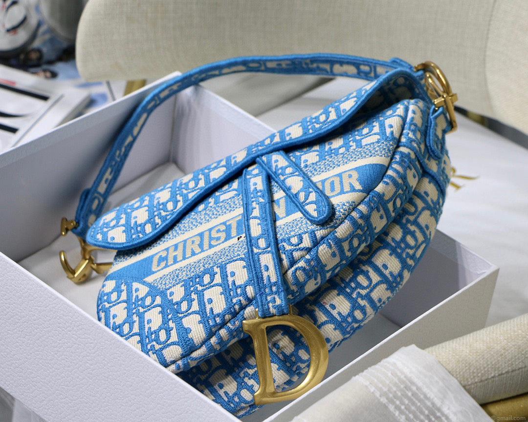Dior Saddle Bag Burgundy Dior Oblique Jacquard M0446 Blue