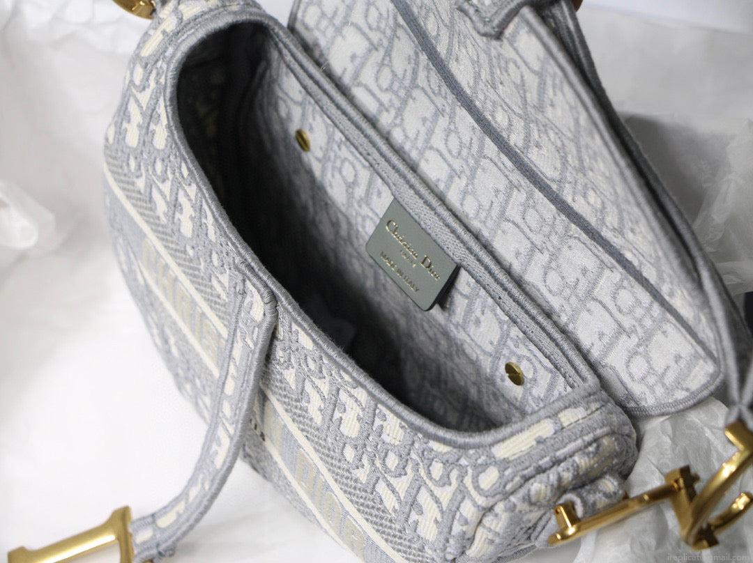 Dior Saddle Bag Burgundy Dior Oblique Jacquard M0446 Gray