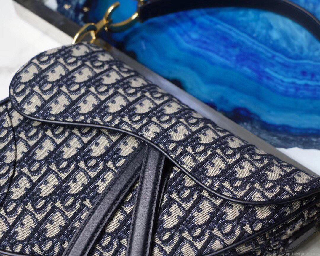 Dior Saddle Bag M0446 Blue Dior Oblique Jacquard