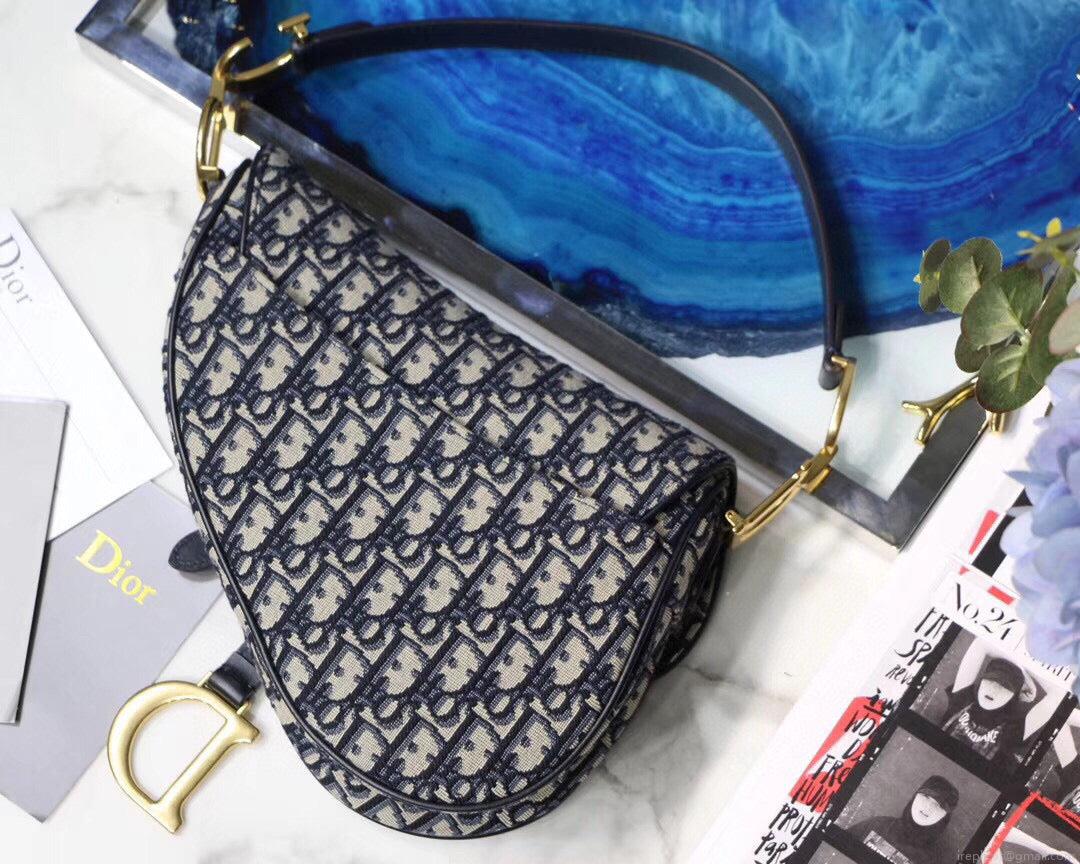 Dior Mini Saddle Bag M0447 Blue Dior Oblique Jacquard