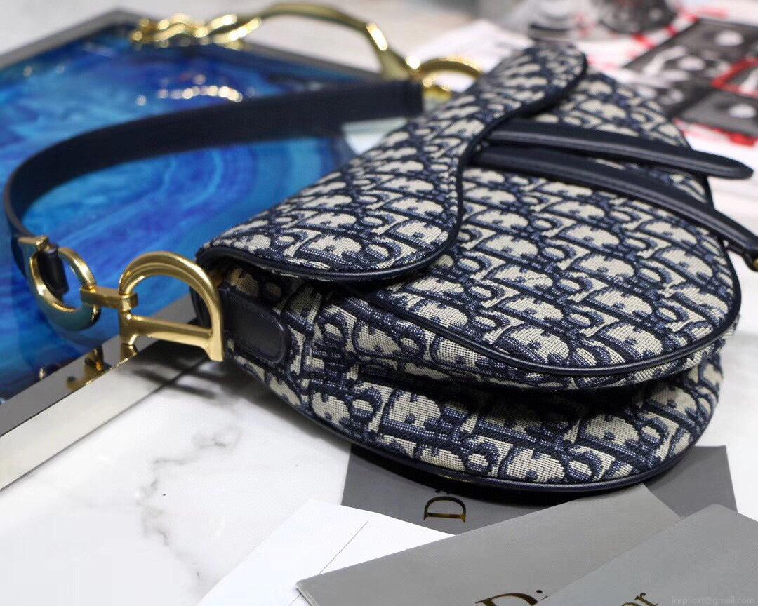 Dior Mini Saddle Bag M0447 Blue Dior Oblique Jacquard