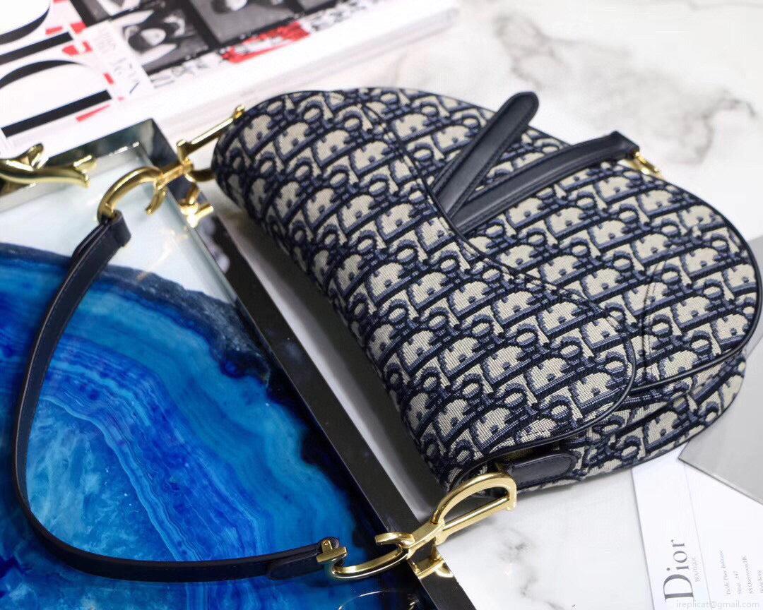 Dior Mini Saddle Bag M0447 Blue Dior Oblique Jacquard