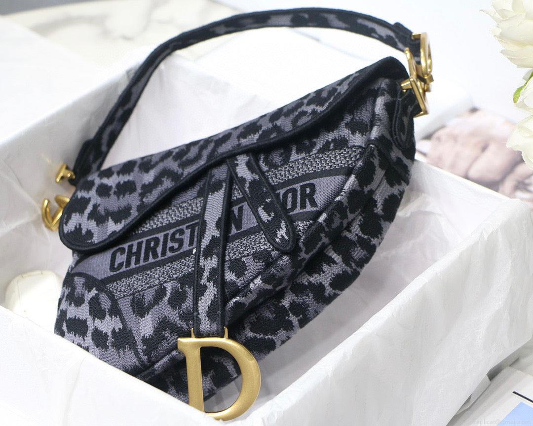Dior Saddle Bag M0446 Gray Mizza Embroidery