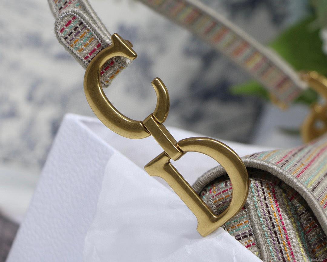 Dio Saddle Bag M0446 Beige Toile de Jouy Embroidery