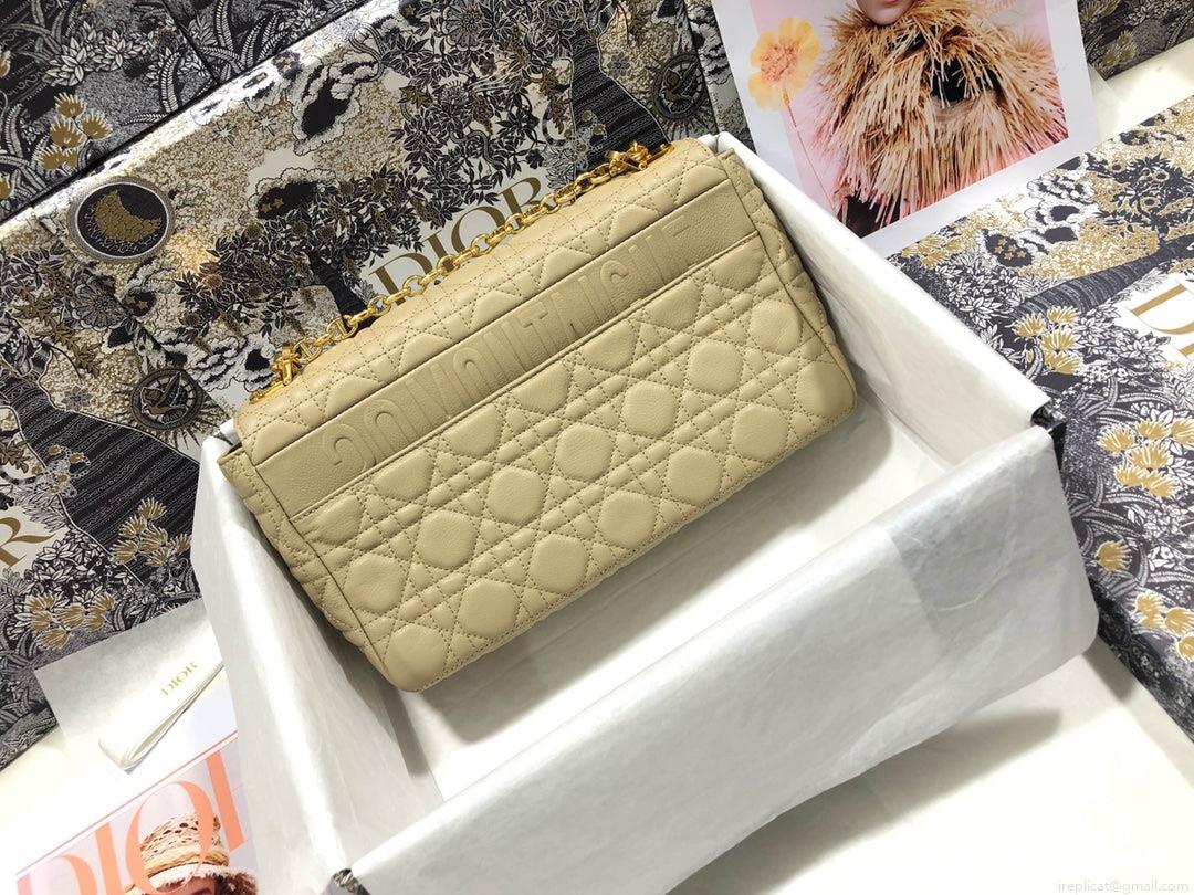 Dior M9243 Large Caro Bag Calfskin Apricot