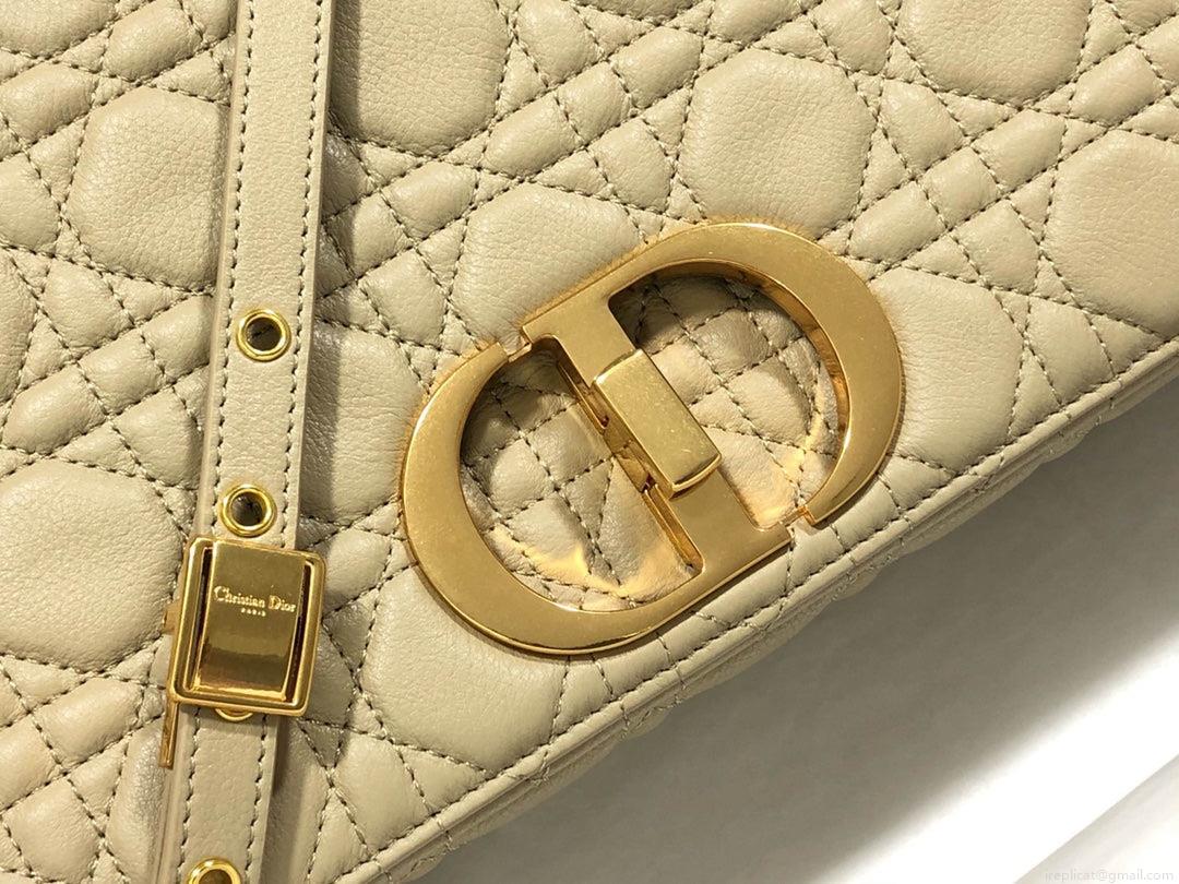 Dior M9243 Large Caro Bag Calfskin Apricot