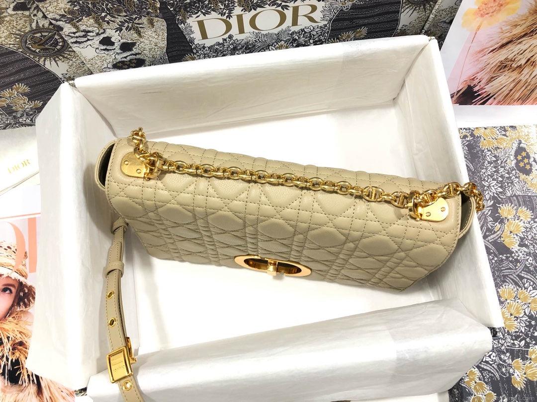 Dior M9243 Large Caro Bag Calfskin Apricot