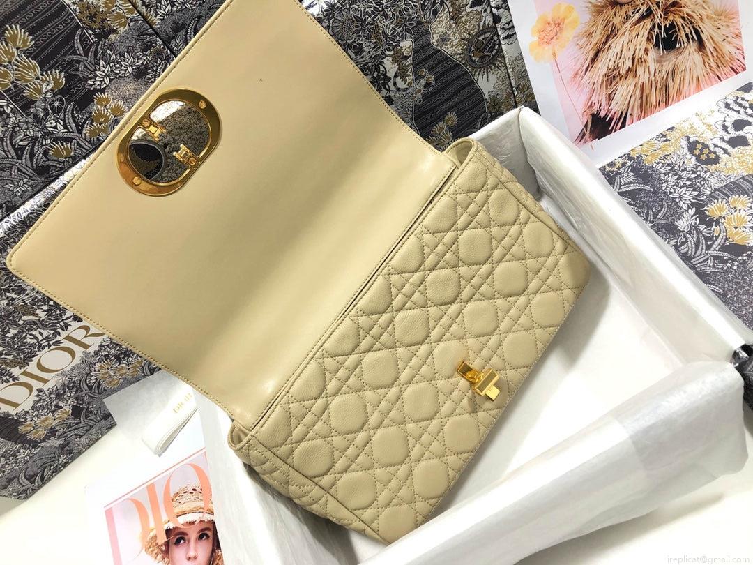 Dior M9243 Large Caro Bag Calfskin Apricot