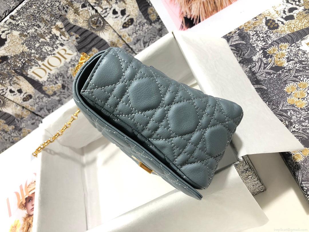 Dior M9243 Large Caro Bag Calfskin Blue