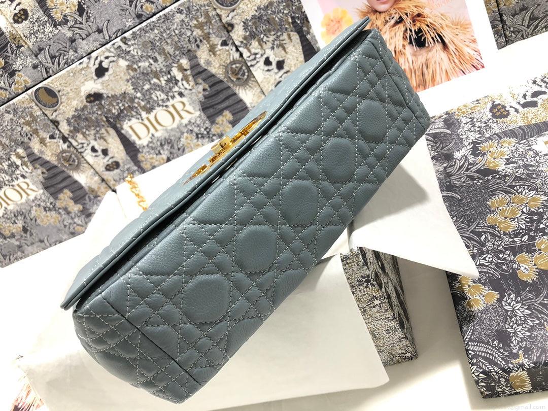 Dior M9243 Large Caro Bag Calfskin Blue