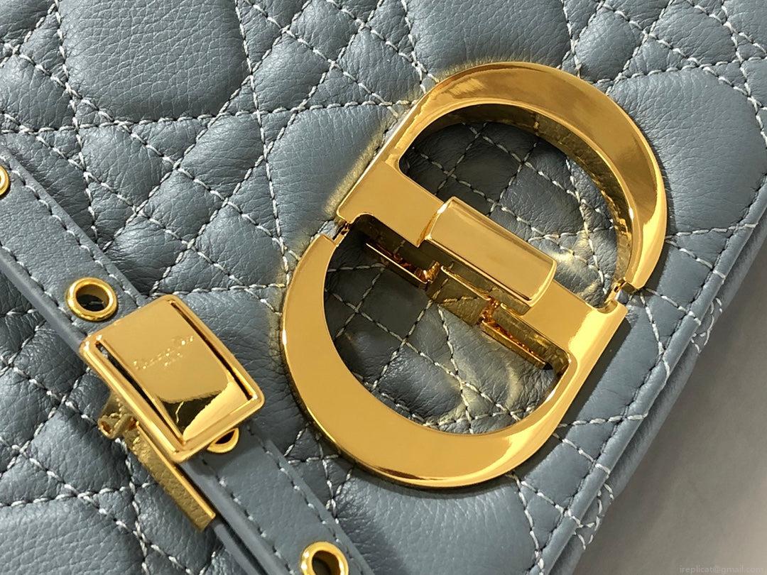 Dior M9243 Large Caro Bag Calfskin Blue