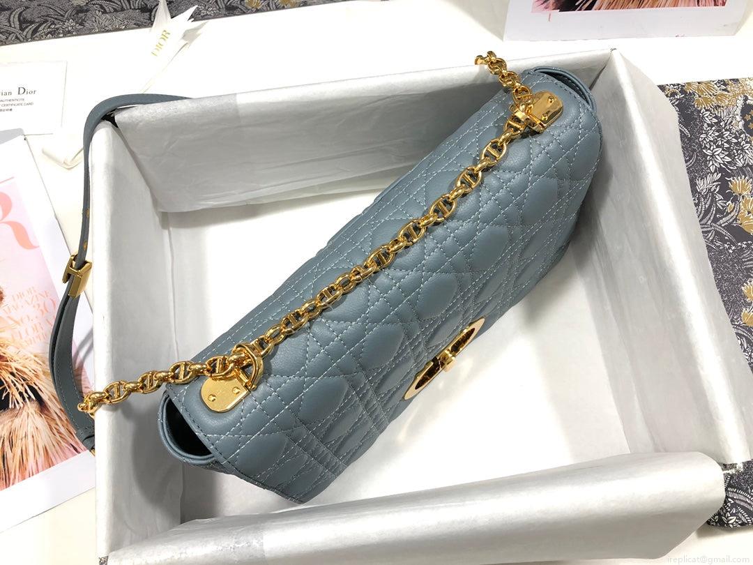 Dior M9243 Large Caro Bag Calfskin Blue