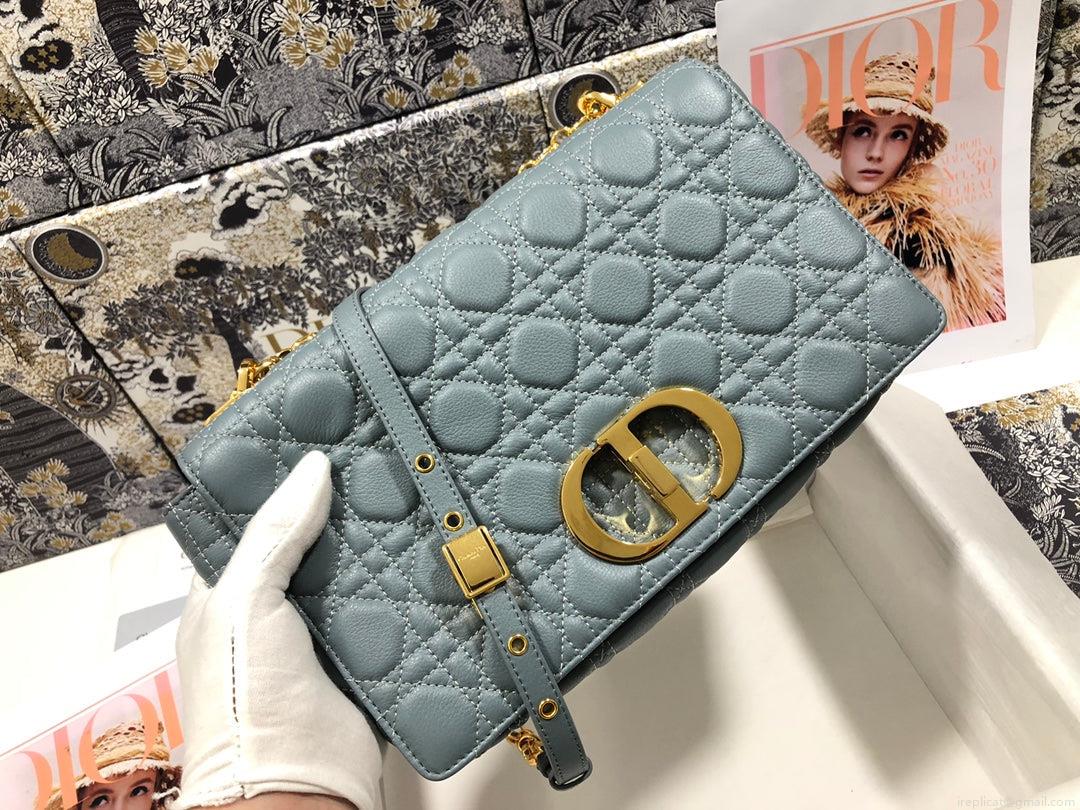 Dior M9243 Large Caro Bag Calfskin Blue