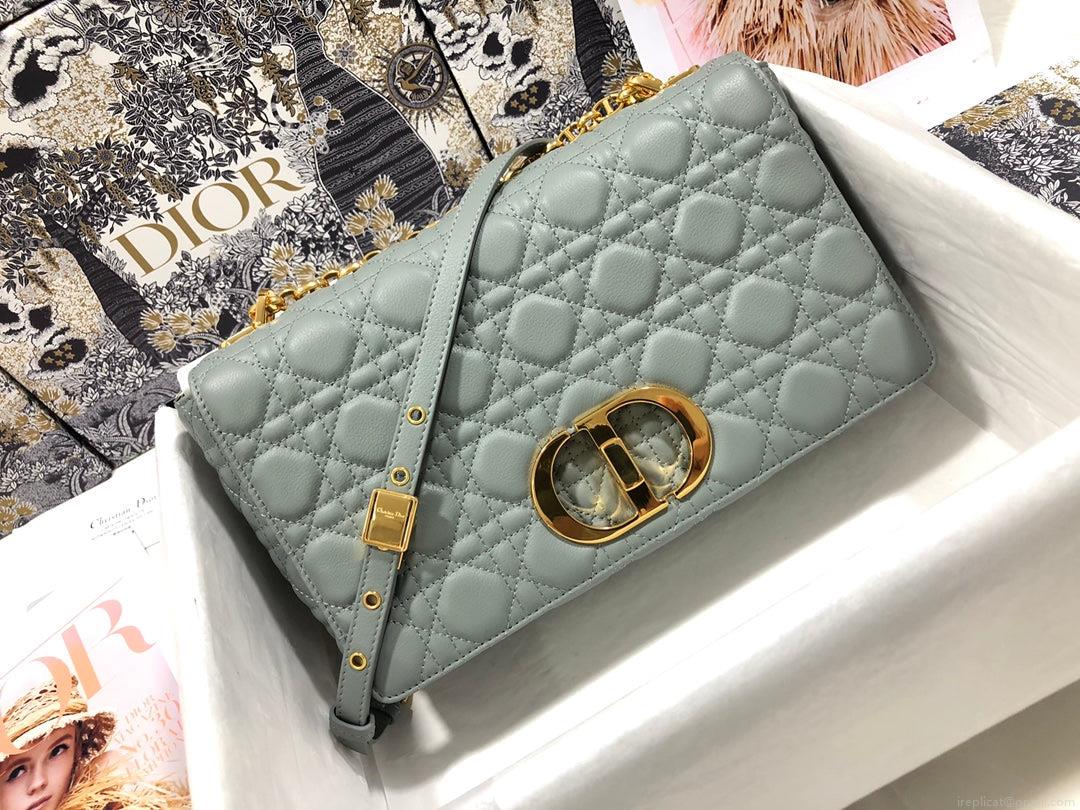 Dior M9243 Large Caro Bag Calfskin Gray