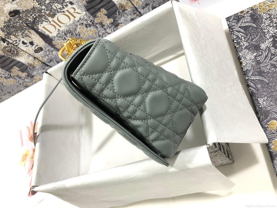 Dior M9243 Large Caro Bag Calfskin Gray
