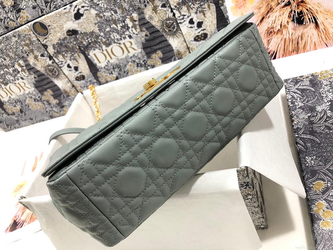 Dior M9243 Large Caro Bag Calfskin Gray