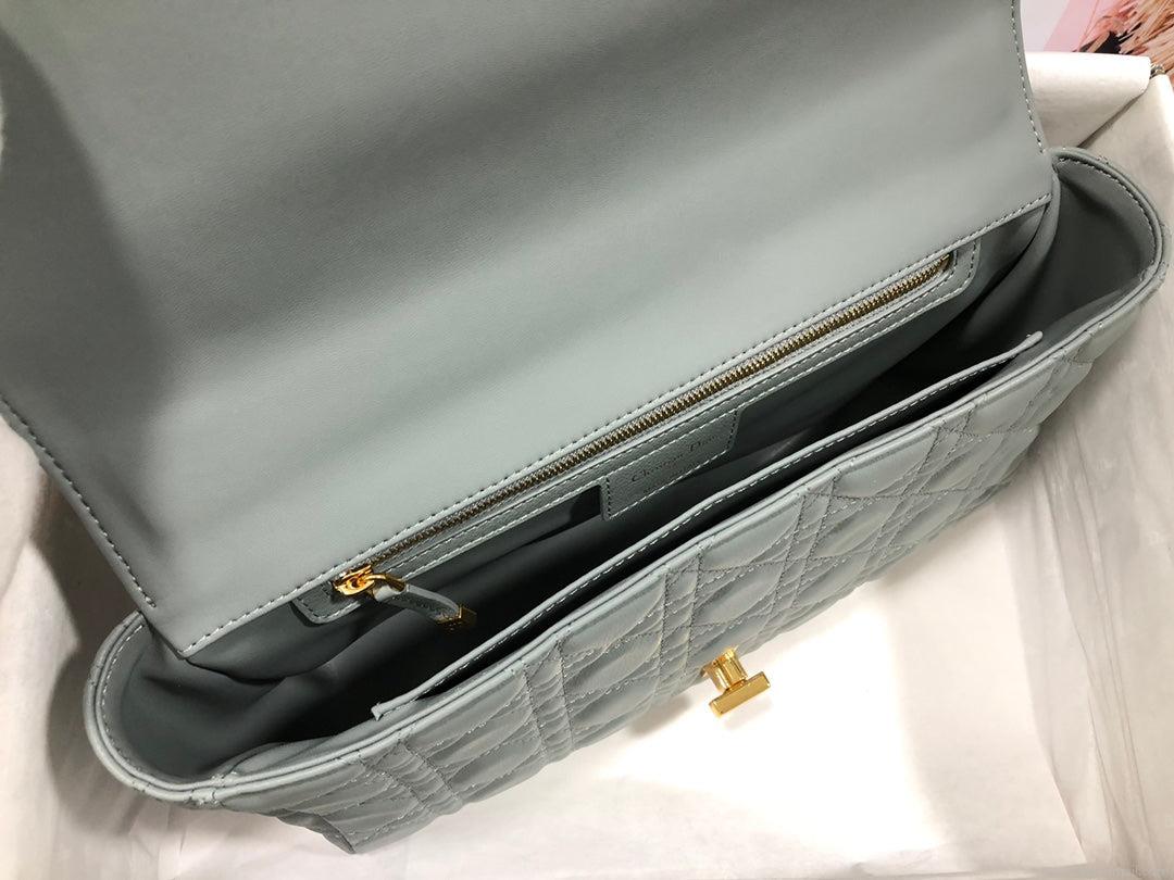 Dior M9243 Large Caro Bag Calfskin Gray