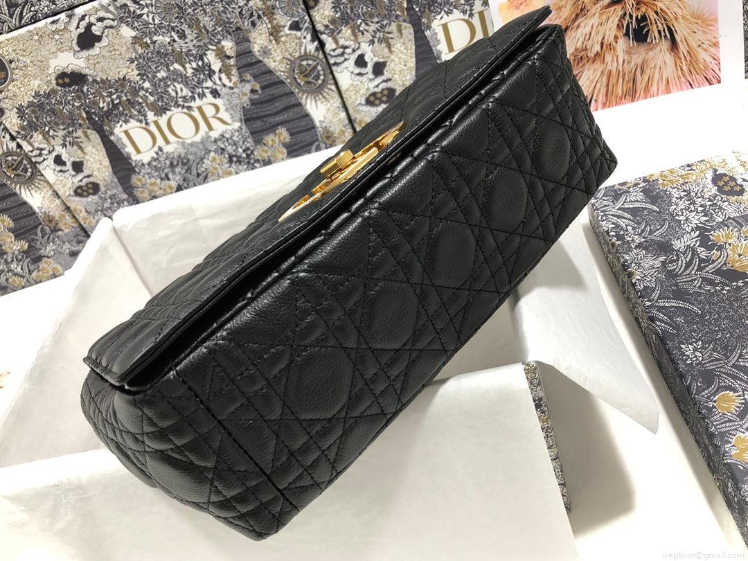 Dio rM9243 Large Caro Bag Calfskin black logo gold