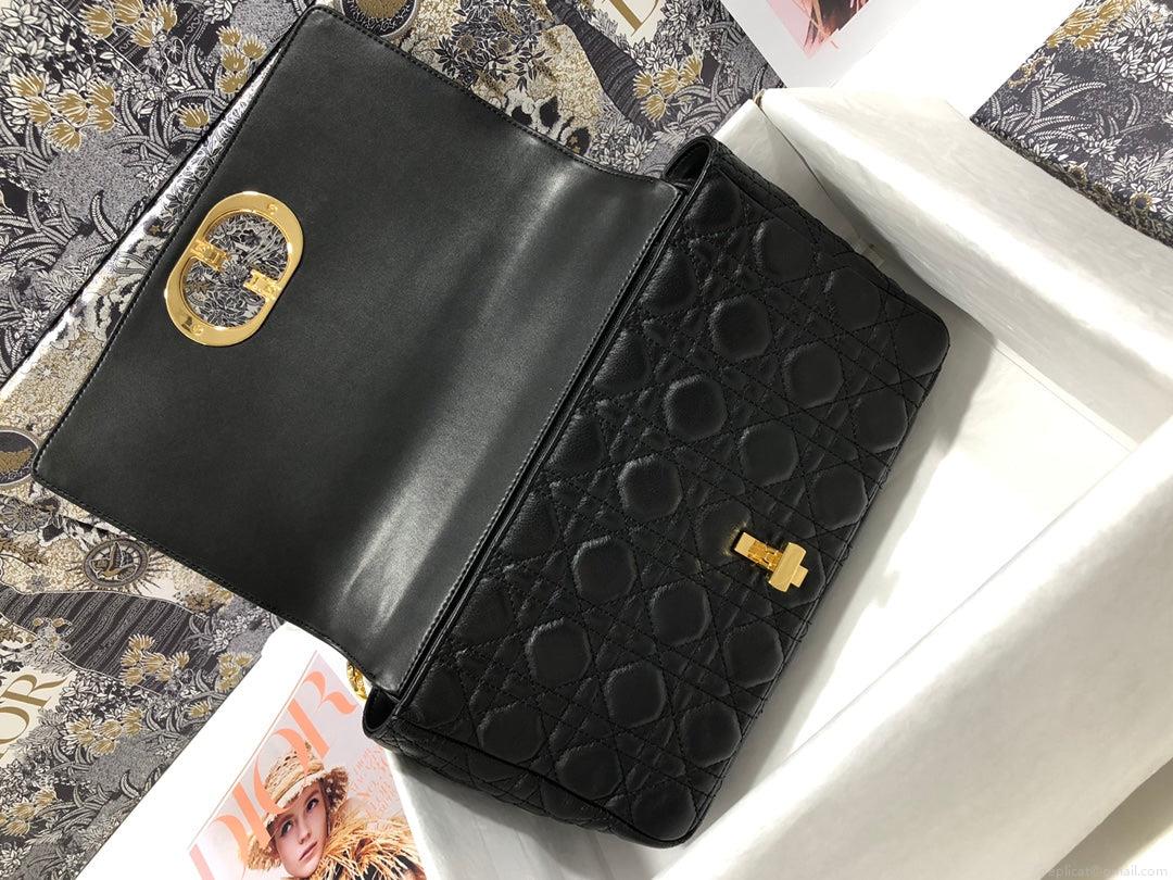 Dio rM9243 Large Caro Bag Calfskin black logo gold