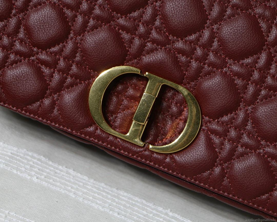 Dior M9243 Large Caro Bag Calfskin Red