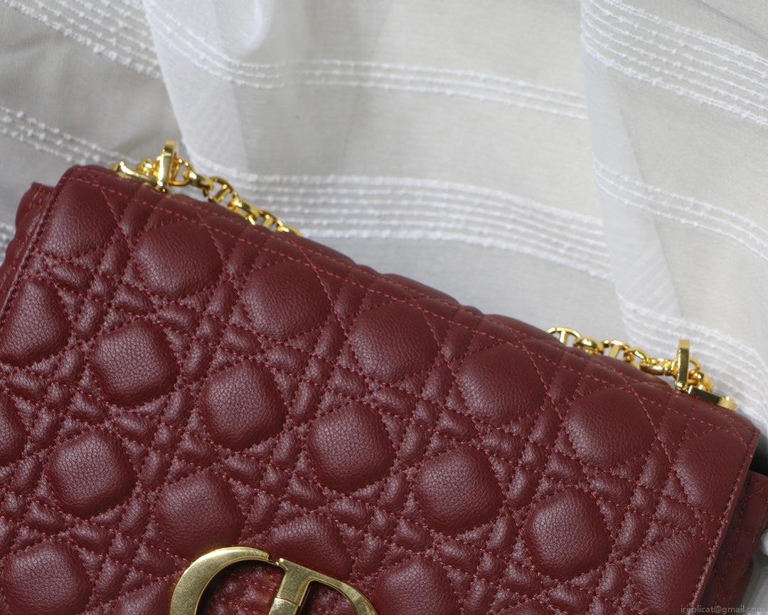 Dior M9243 Large Caro Bag Calfskin Red