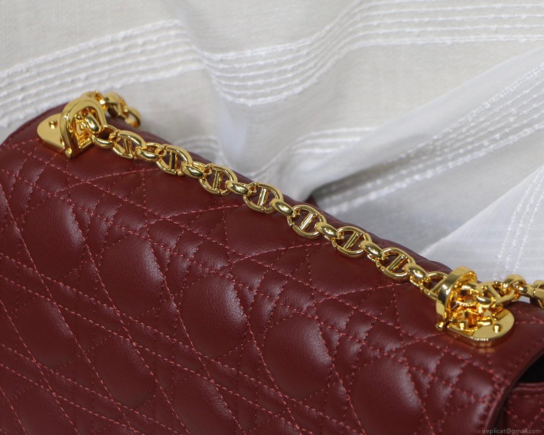 Dior M9243 Large Caro Bag Calfskin Red