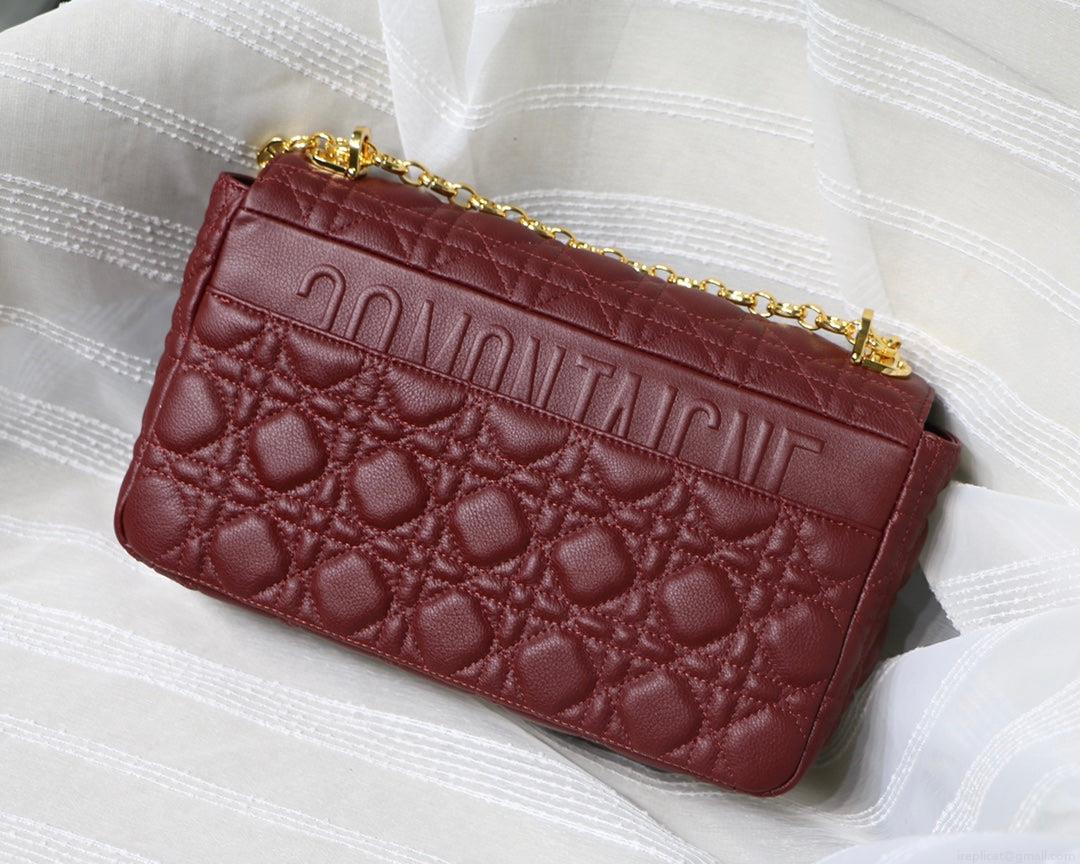 Dior M9243 Large Caro Bag Calfskin Red