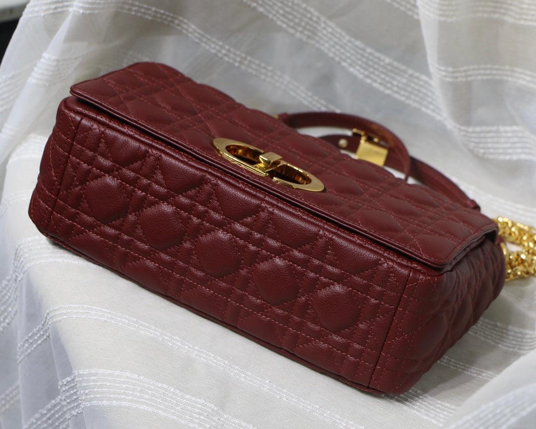Dior M9243 Large Caro Bag Calfskin Red